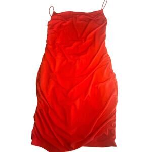 Just Quella Red Ruched Bodycon Mini Dress Size M
